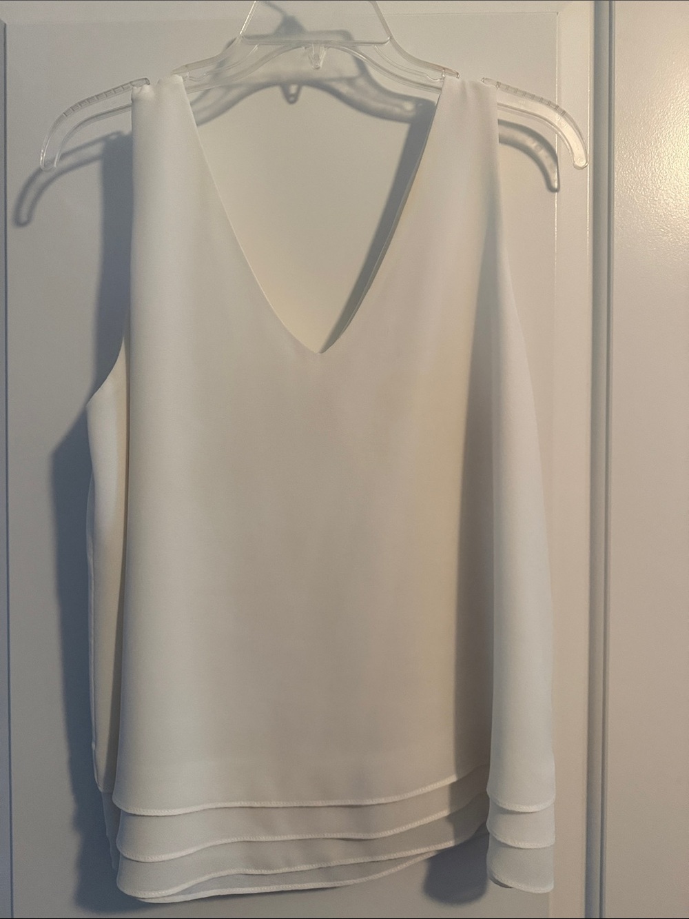 White Flowing Chiffon Blouse | Lined Boho Romantic Top | Lightweight -size M